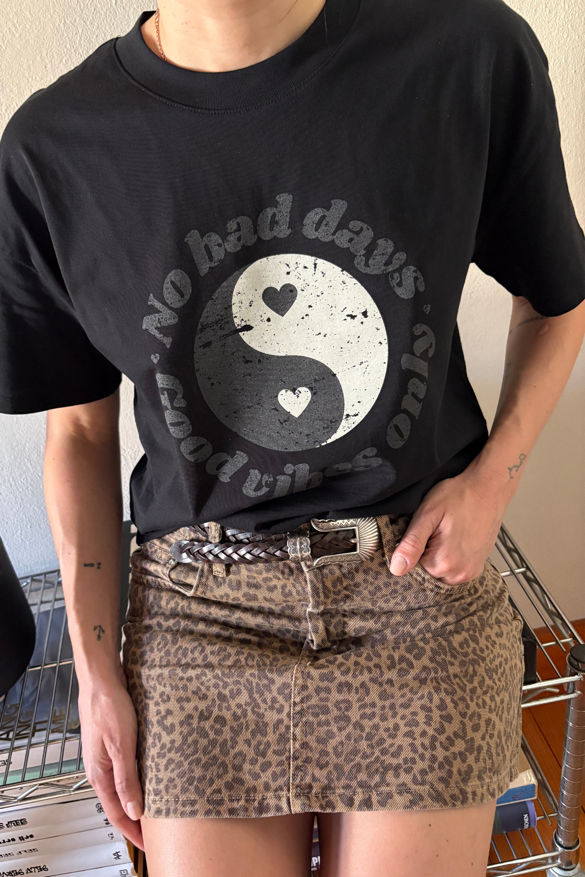T-shirt in cotone con stampa YIN YANG