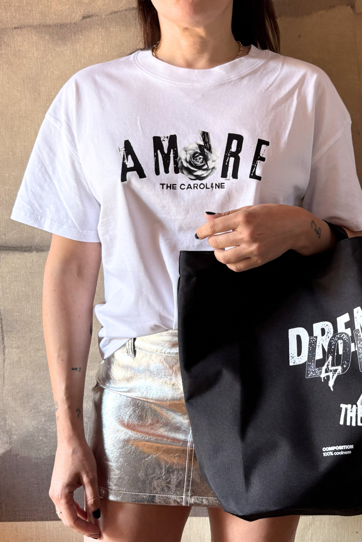 T-shirt in cotone stampa AMORE