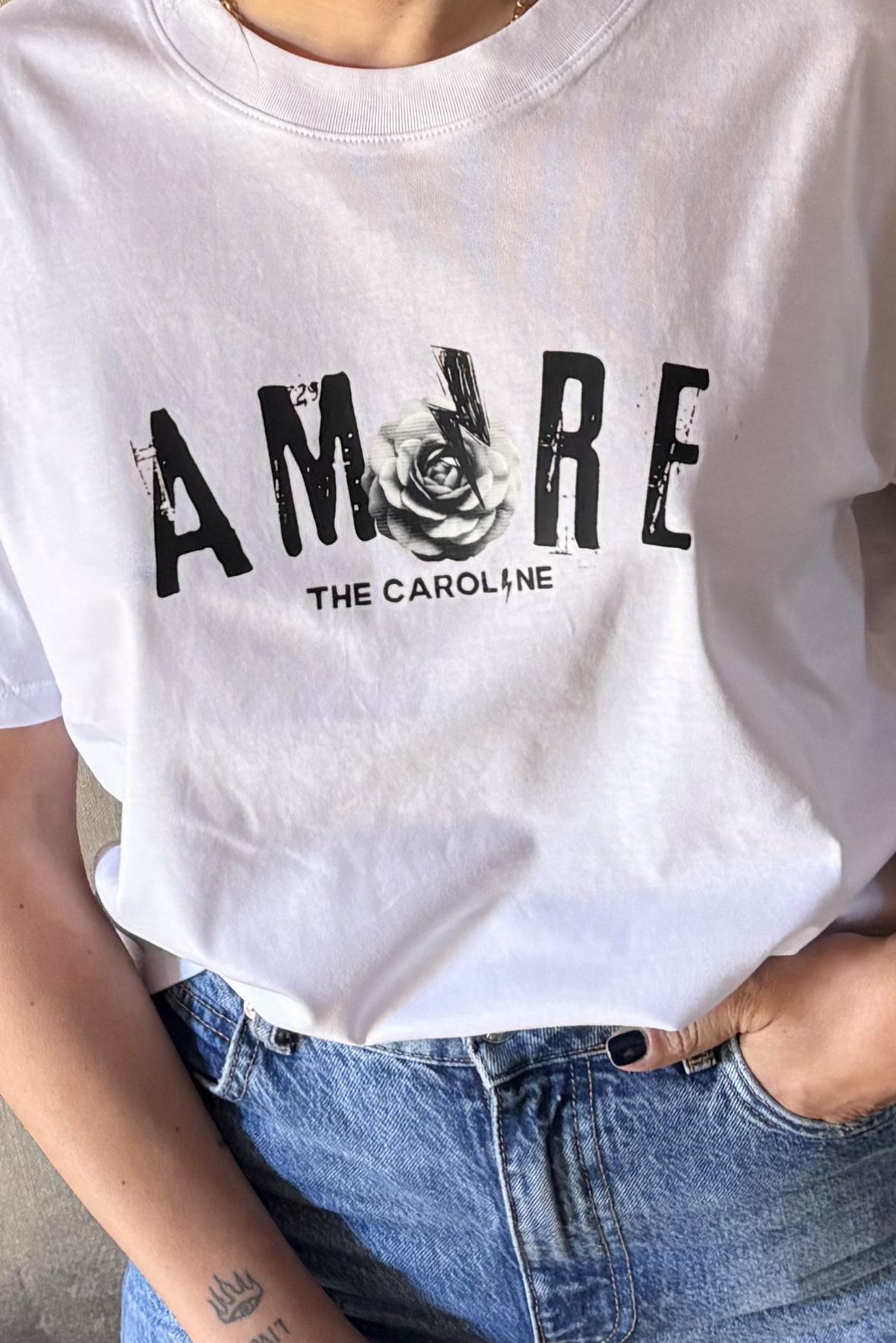 T-shirt in cotone stampa AMORE
