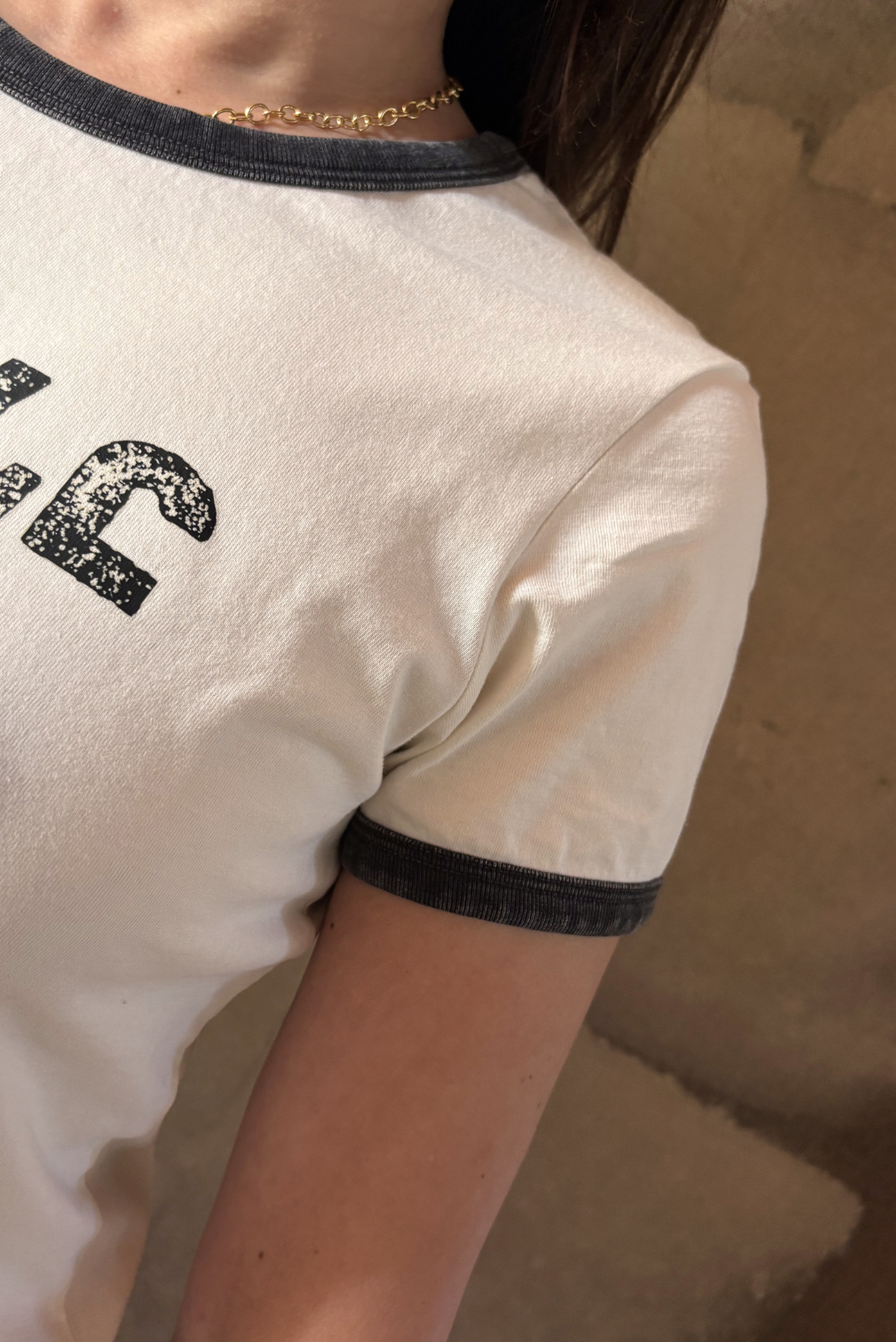 T-shirt "vintage" stampa J'ADORE