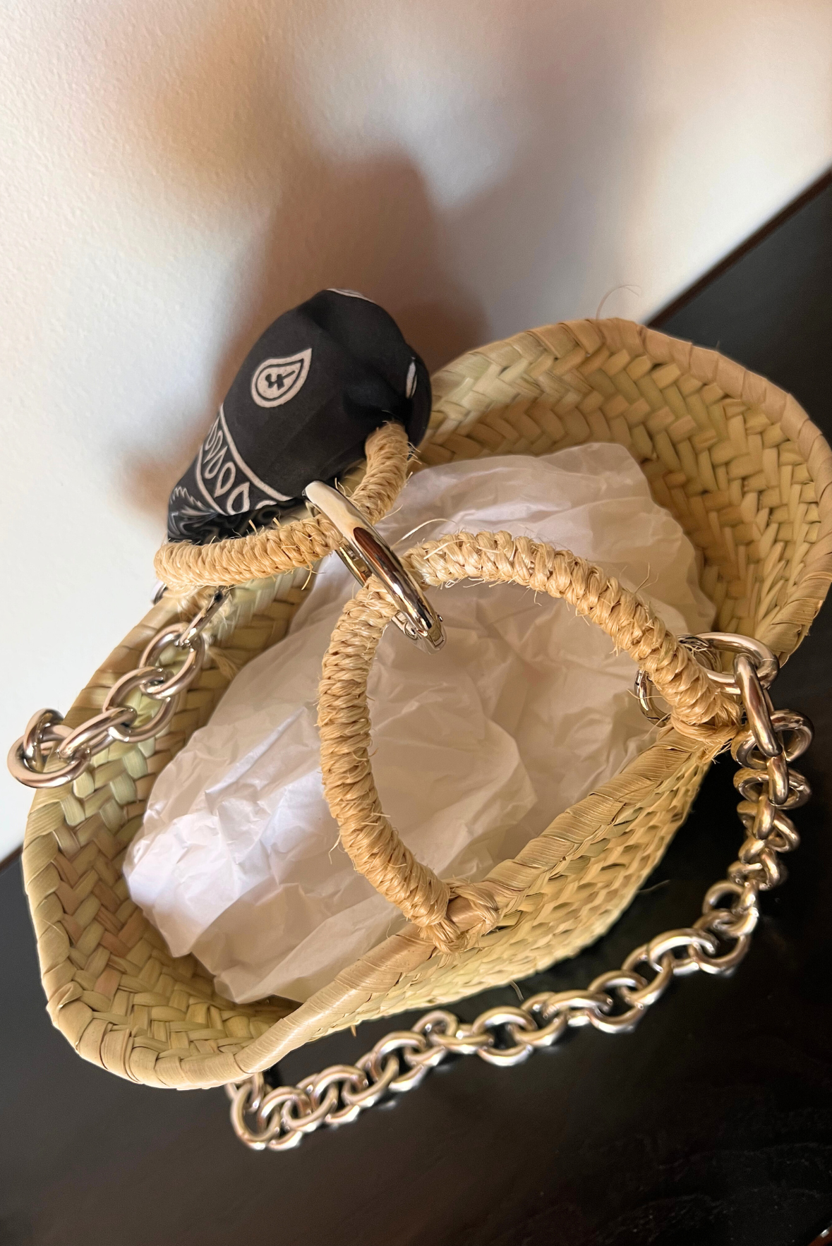 Borsa in paglia con tracolla